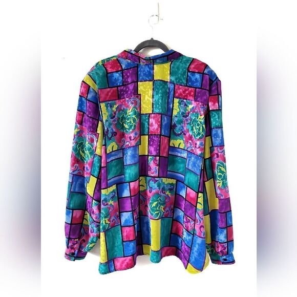 Vintage Bright Patterned Button Down Blouse - Picture 3 of 5